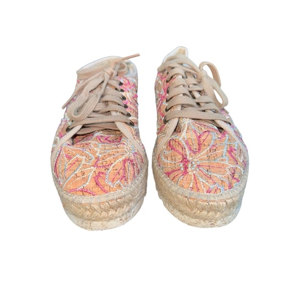 TONI PONS Embroidered Floral Espadrille Sneakers Beige Pink EU Size 39 US Size 8 - Picture 7 of 15